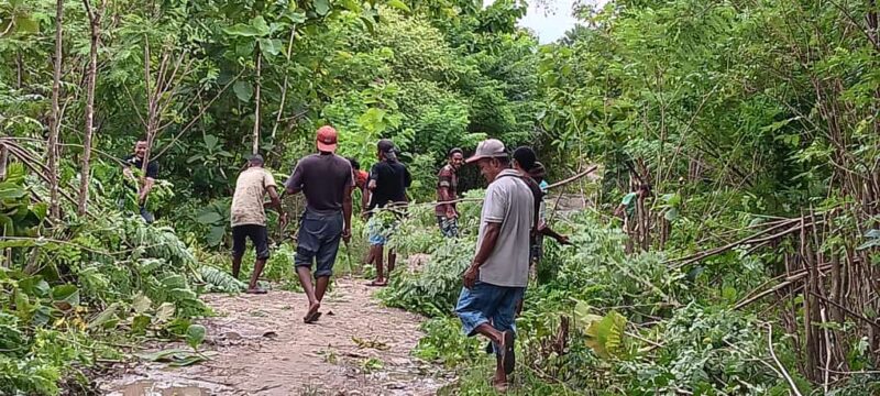 Gelar Bakti Umum Desa, Kepala Desa Nansean Ajak Warga Gotong Royong Bersihkan Jalan