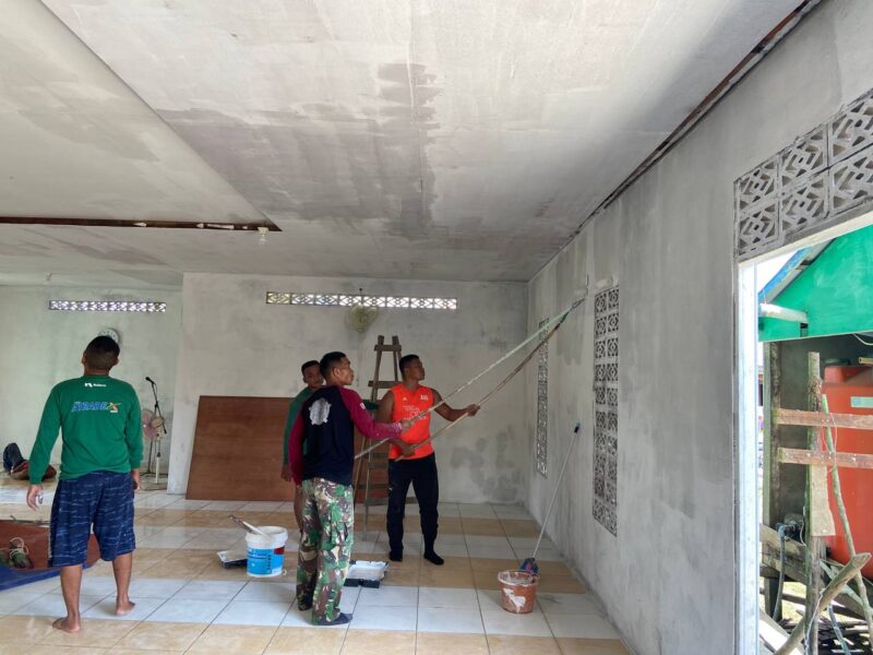 Rehab Masjid Ar Rahman Desa Mekar Jaya Program TMMD Regtas Ke 119 Kodim 1208/Sambas Sudah Memasuki Tahap Finishing