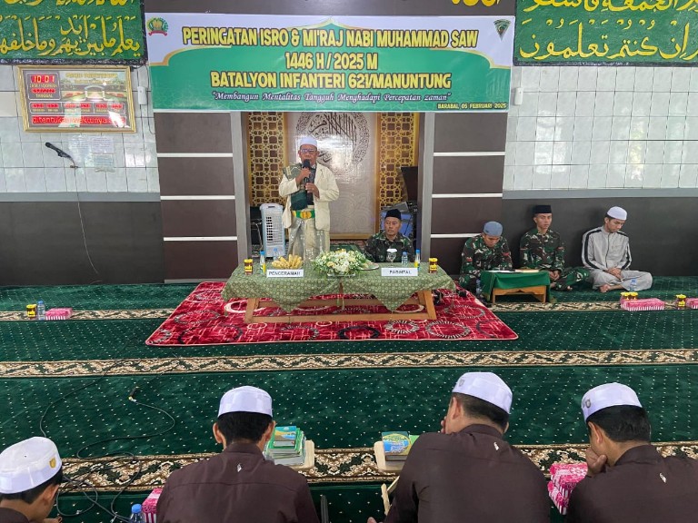 Yonif 621/Manuntung Peringati Isra Mi'raj Nabi Muhammad SAW untuk Tingkatkan Keimanan dan Ketaqwaan