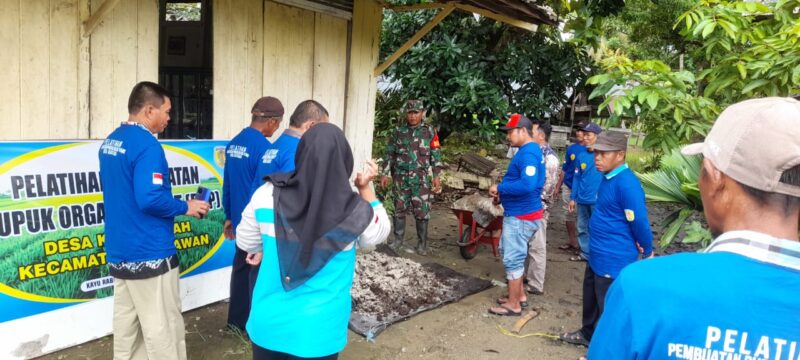 Gapoktan Indah Lestari HST Gelar Pelatihan Pembuatan Pupuk Organik Padat Bersama Babinsa