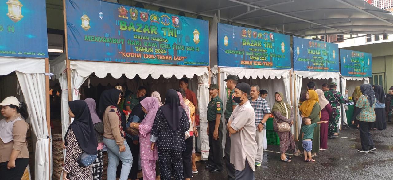 Sambut Hari Raya Idul Fitri Kodim 1009/Tla Turut Ramaikan Bazar Murah TNI Yang Diselenggarakan Korem 101/Anatasari