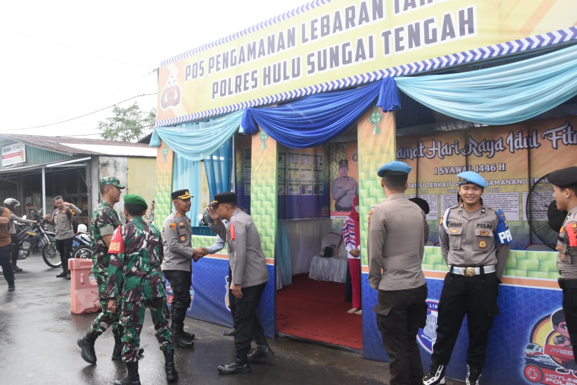 Kodim 1002/HST dan Polres HST Sinergi Cek Kesiapan Pos Pengamanan dan Pelayanan Idul Fitri 1446 H