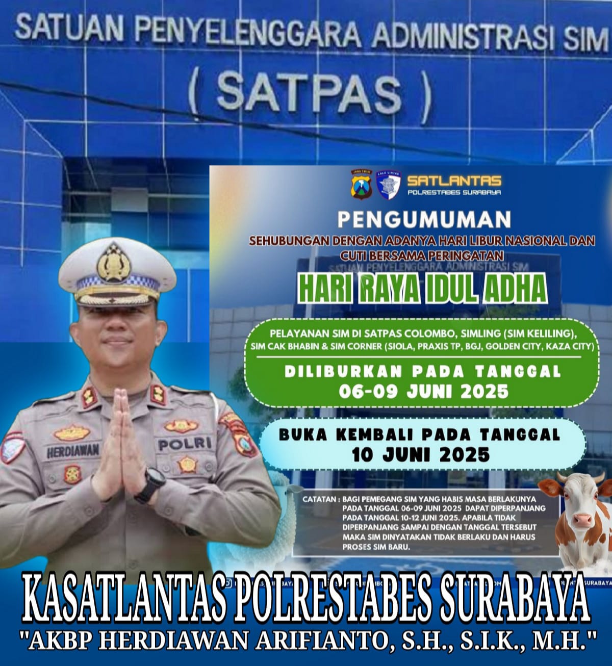 AKBP HERDIAWAN ARIFIANTO, S.H., S.I.K., M.H : SIM Mati Bertepatan Libur Cuti Bersama, Masih Bisa Diperpanjang