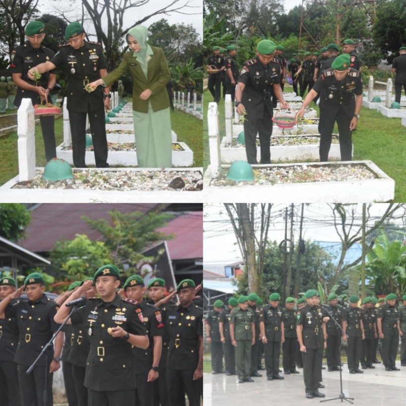 Khidmat Kodim, 1002/HST dan Yonif 621/Manuntung Tabur Bunga di TMP Kusuma Bangsa