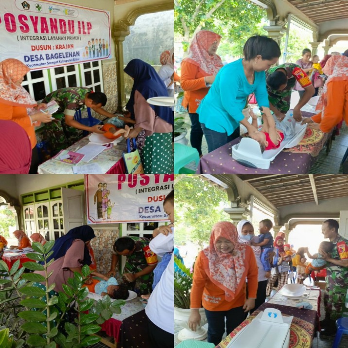 Kolaborasi Babinsa Begelenan, Bidan Dan Kader Posyandu Bergerak Untuk Generasi Sehat Di Wilayah Srengat
