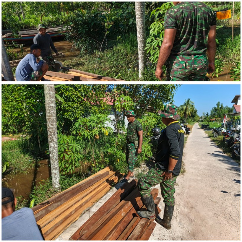 Satgas TMMD ke-125 Kodim 1007/Banjarmasin Terima Material untuk Pembuatan Pos Kamling di RT 14 Kuin Kecil