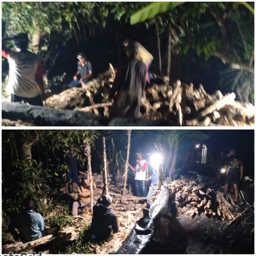 Semangat Warga Tak Kenal Waktu, Malam Hari pun Tetap Gotong Royong Bersama Satgas TMMD
