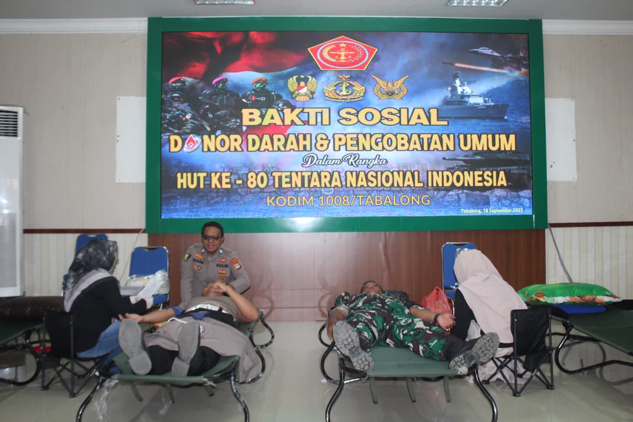 HUT TNI ke-80, Kodim 1008/Tabalong Ajak Masyarakat Peduli Kesehatan Lewat Donor Darah
