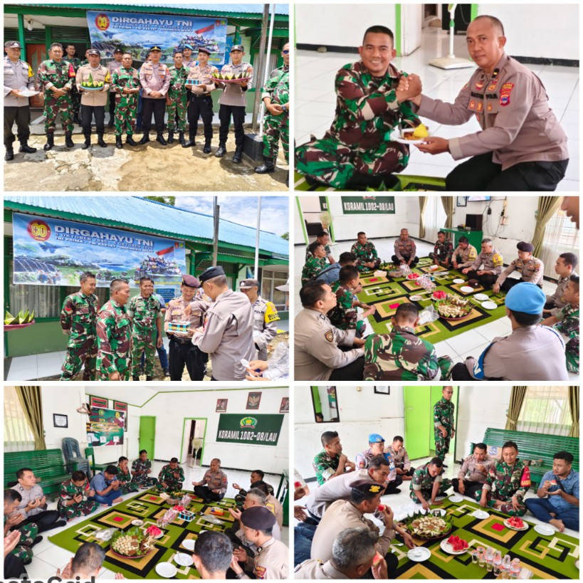 Hangat dan Bersahaja, Polsek Labuan Amas Utara Rayakan HUT ke-80 TNI Bersama Koramil 1002-08/LAU