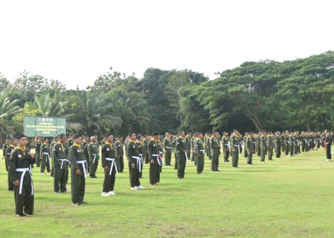 Prajurit Kodim 1002/HST dan Satuan Jajaran Ikuti Uji Kenaikan Sabuk PSM