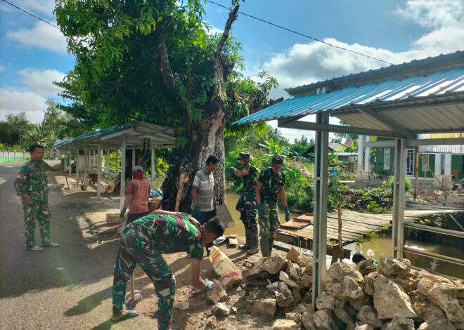 Percepat Infrastruktur Desa, Kodim 1002/HST Bangun Jembatan Garuda Bersama Warga
