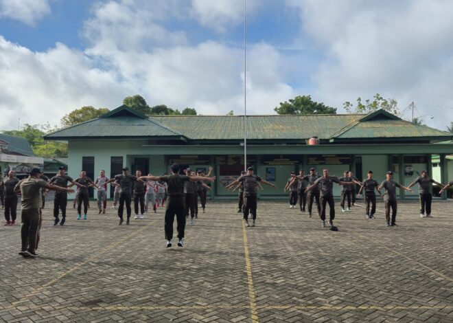 Dengan Senam Pagi, Kodim 1002/HST Tingkatkan Kebugaran Prajurit