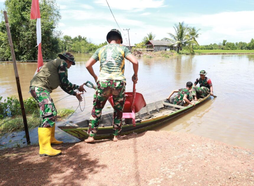 Tantangan Alam Tak Menyurutkan Semangat Personel Kodim 1009/Tla Dalam Pembangunan Jembatan Garuda