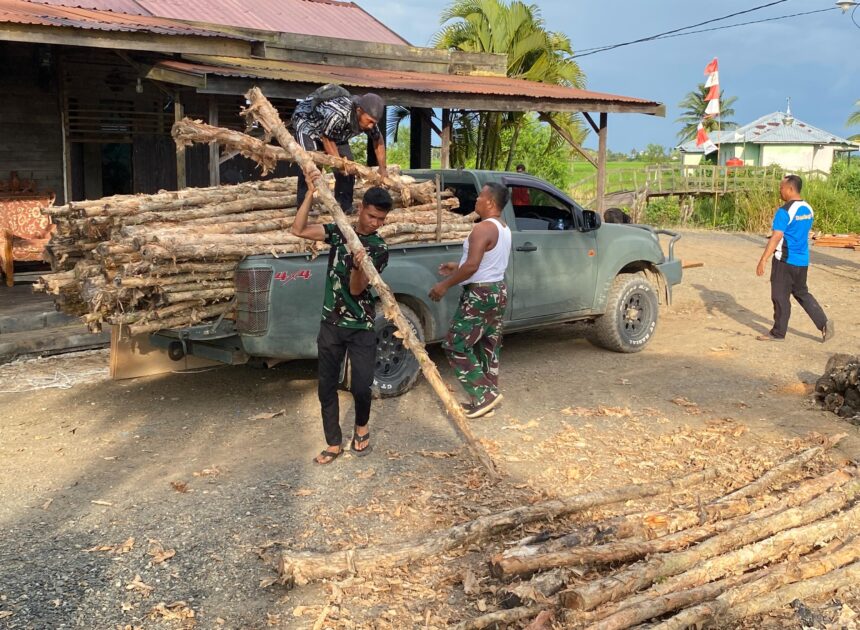 Material Terus Didatangkan Percepat Proses Pembangunan Jembatan Garuda Kodim 1009/Tla