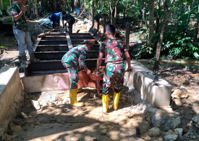Satgas dan Warga Kompak Dorong Material, Jembatan Garuda Makin Progresif