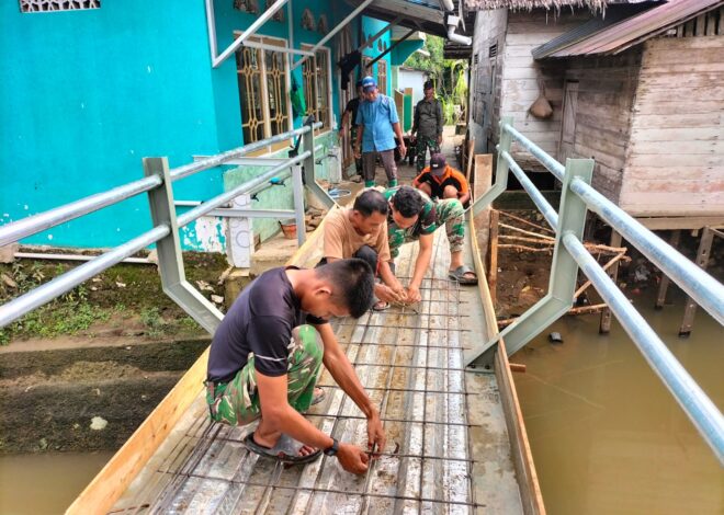 Sinergi TNI dan Warga, Persiapan Pengecoran Jembatan Garuda Berjalan Lancar