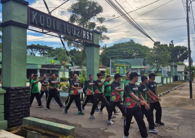Olahraga Rutin, Kodim 1002/HST Gelar Pembinaan Fisik Prajurit