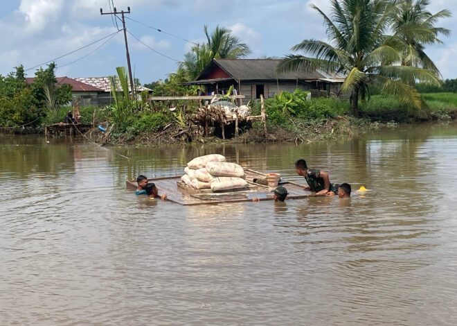Tembus Medan Berat, Personel Kodim 1009/Tanah Laut Kebut Pengangkutan Material Demi Pengecoran Angkur Box Tepi Jauh Jembatan Garuda
