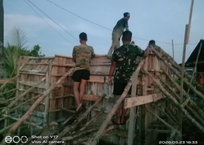 Tak Kenal Waktu, Personel Kodim 1009/Tanah Laut Lembur Malam Tuntaskan Pengecoran angkur box